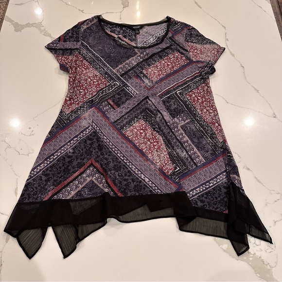Simply Vera Vera Wang Tops - Simply Vera Wang Purple Floral Patchwork Flowy Tunic Top L Whimsigoth Witchy
